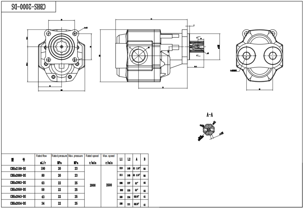 CBHST1-ISO-63  63 cc/dev Hidrolik Dişli Pompa drawing image