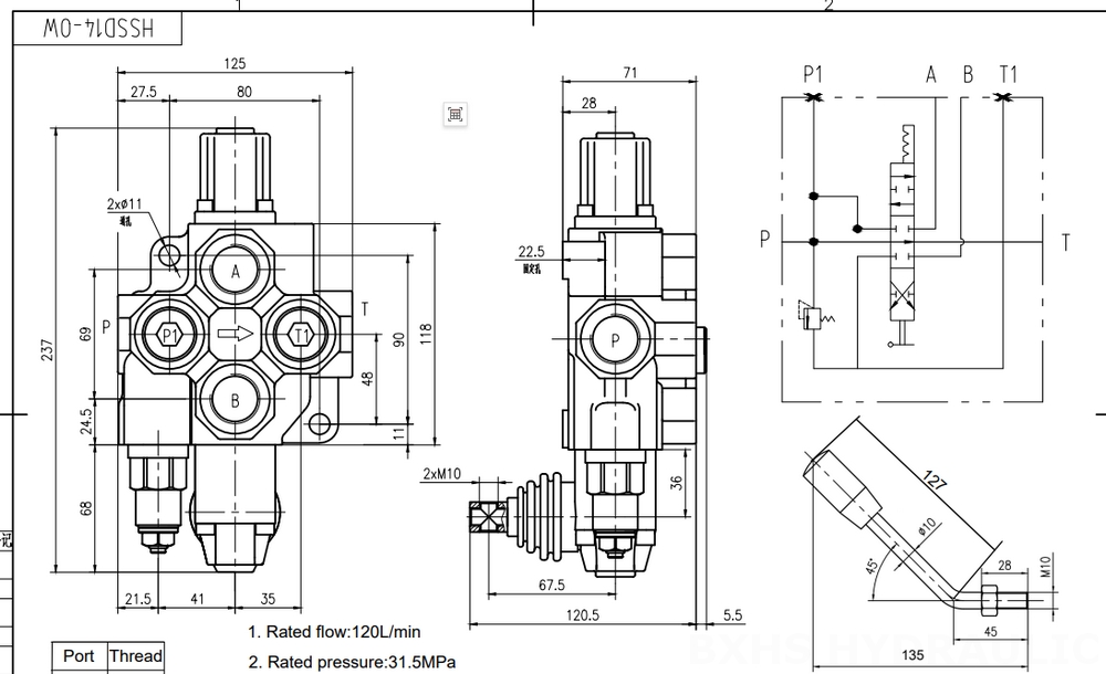 SD14 Manuel 1 Makara Monoblok Yönsel Valf drawing image