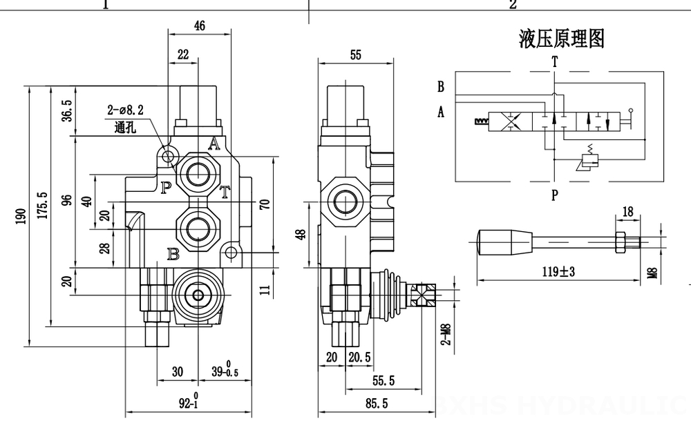 SD4 Manuel 1 Makara Monoblok Yönsel Valf drawing image