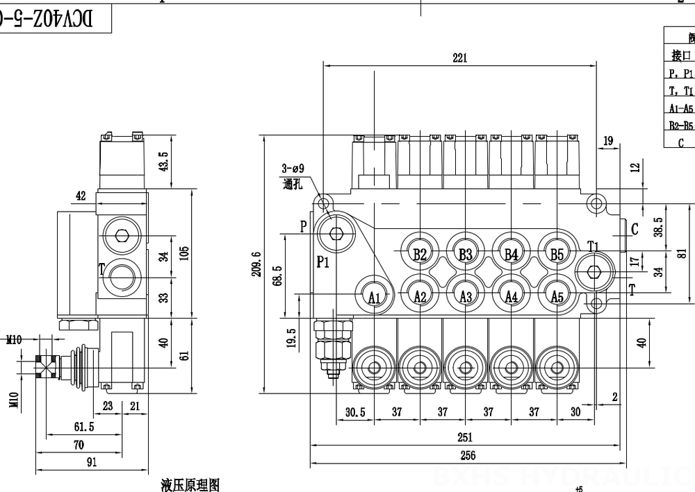 DCV40Z Manuel 5 Makara Monoblok Yönsel Valf drawing image