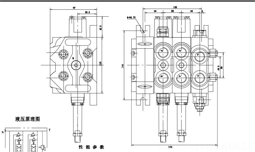 DCV60 Kablo 3 Makara Kesitsel Yönsel Valf drawing image