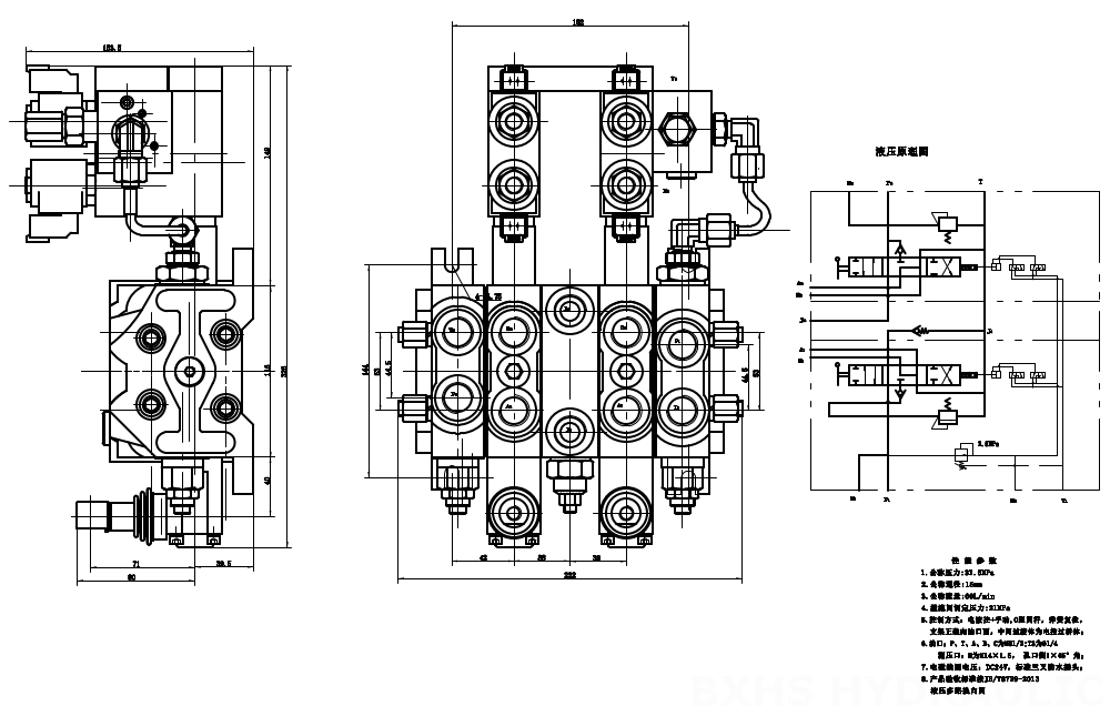 DCV60 Elektrohidrolik 2 Makara Kesitsel Yönsel Valf drawing image