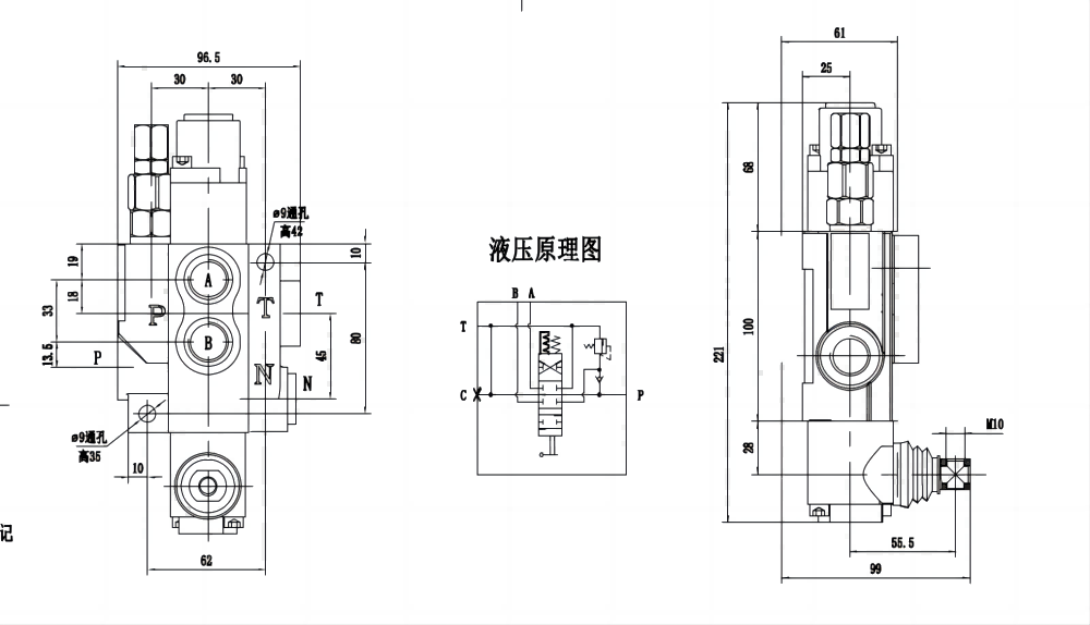 P40-G12-G38-OTW Manuel 1 Makara Monoblok Yönsel Valf drawing image