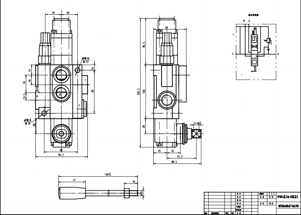 P40-QTW1 Manuel 1 Makara Monoblok Yönsel Valf drawing image