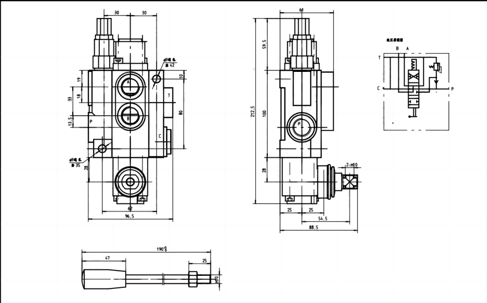 P40-G12-YW Manuel 1 Makara Monoblok Yönsel Valf drawing image