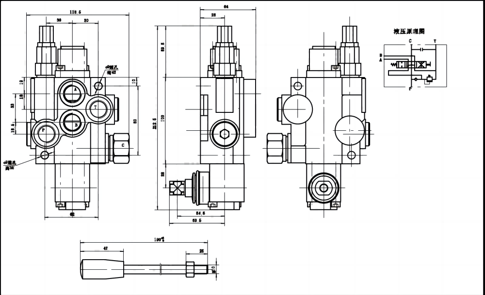 P40J Manuel 1 Makara Monoblok Yönsel Valf drawing image