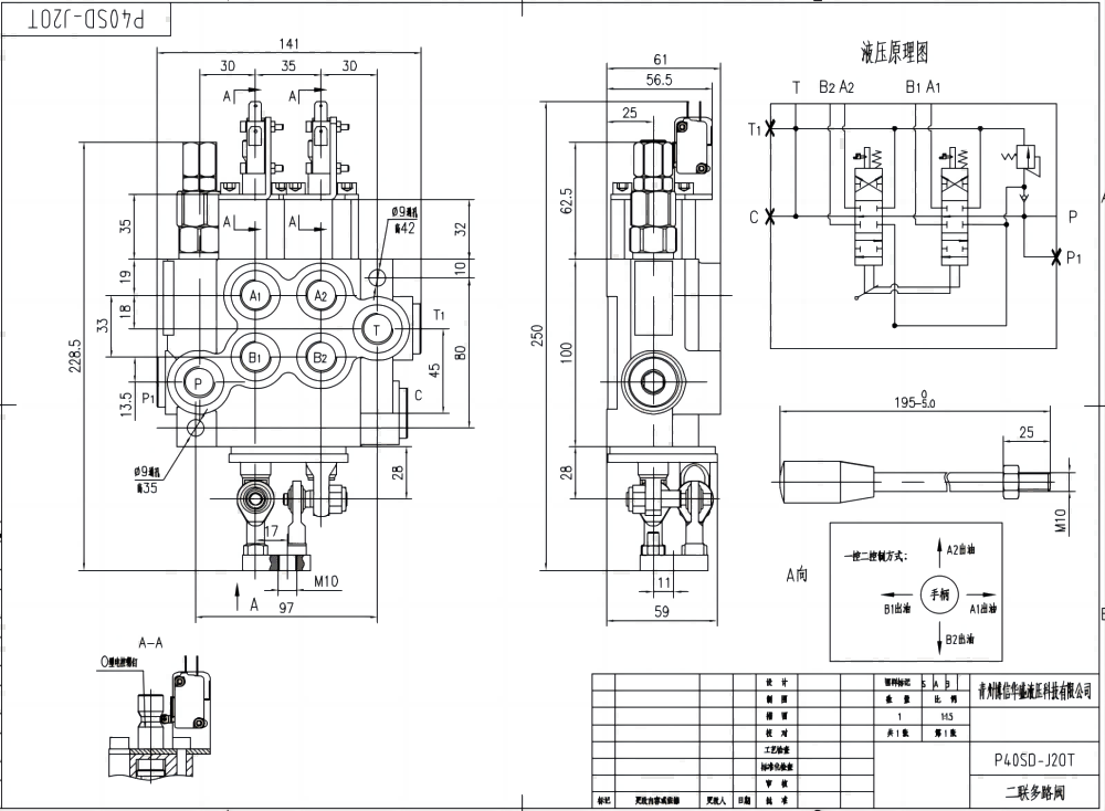 P40 Micro Switch Joystick 2 Makara Monoblok Yönsel Valf drawing image