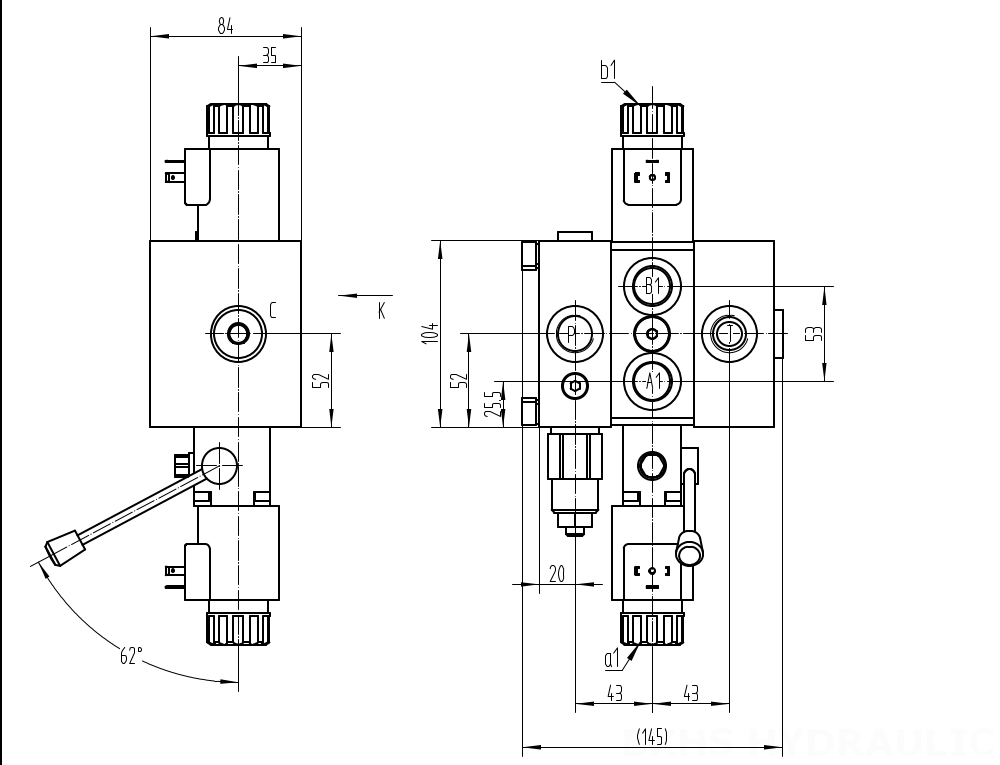 DCV58 Selenoid 1 Makara Kesitsel Yönsel Valf drawing image