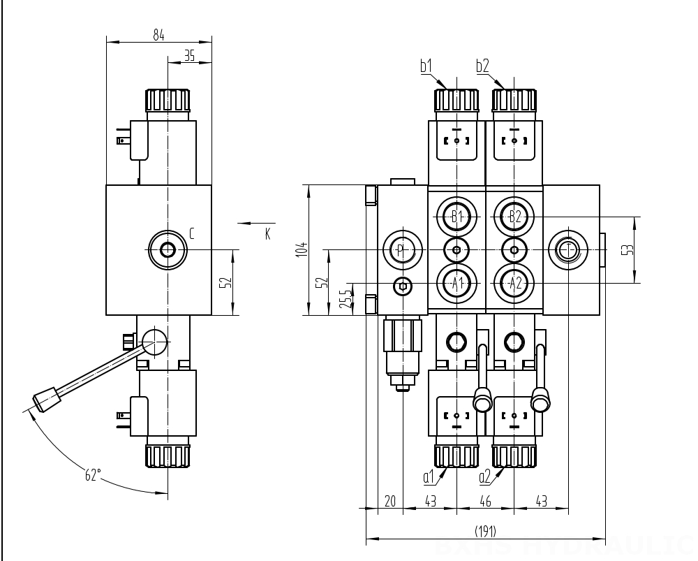 DCV58 Selenoid 2 Makara Kesitsel Yönsel Valf drawing image