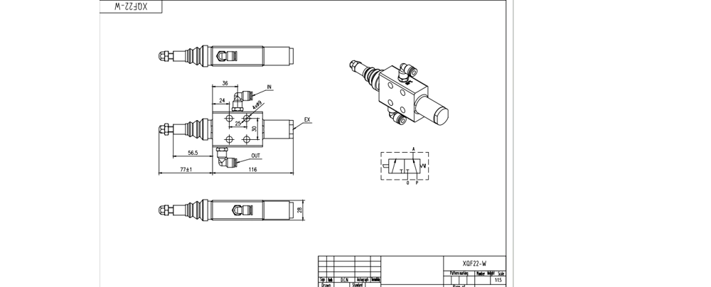 XQF-22W Pnömatik 1 Makara Monoblok Yönsel Valf drawing image