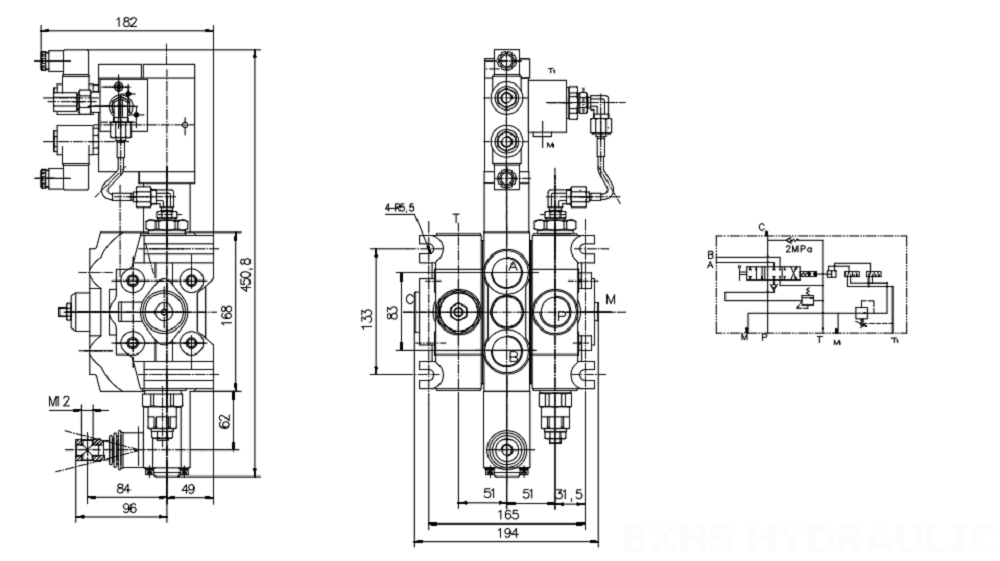 DCV200 Elektrohidrolik 1 Makara Kesitsel Yönsel Valf drawing image