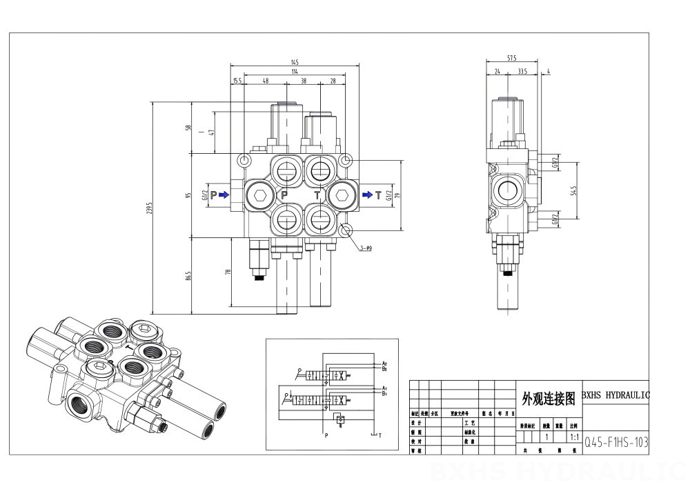 Q45 Manuel 2 Makara Monoblok Yönsel Valf drawing image