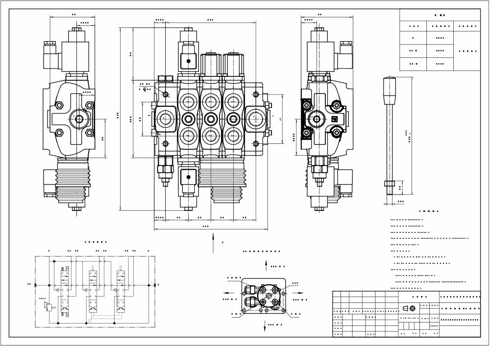 SD8 Solenoid ve Joystick 3 Makara Kesitsel Yönsel Valf drawing image