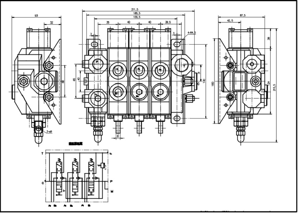 HSDS15 Manuel 3 Makara Monoblok Yönsel Valf drawing image