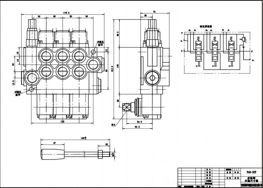 P40-G12-G38 Manuel 3 Makara Monoblok Yönsel Valf drawing image