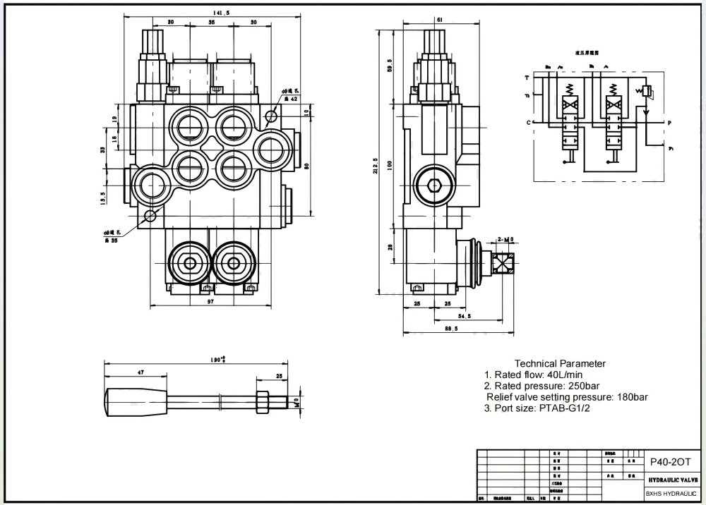 P40-XNHJ Manuel 2 Makara Monoblok Yönlendirmeli Vana drawing image