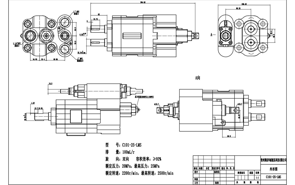 C102 112 cc/dev Hidrolik Dişli Pompa drawing image