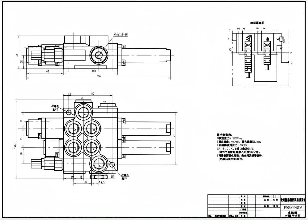 P40-G12-G38-OT-QTW Manuel 2 Makara Monoblok Yönsel Valf drawing image