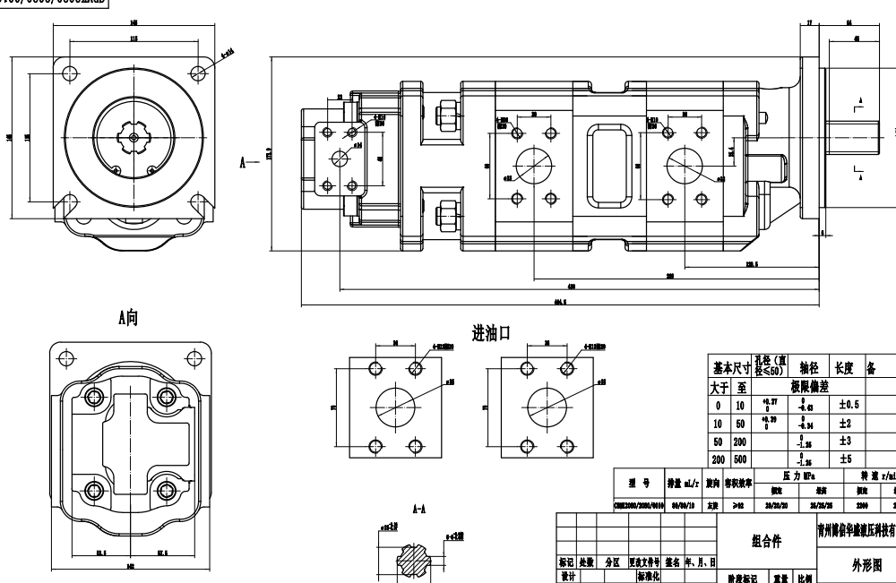 JHP2080-2080-1016 80 cc/dev Hidrolik Dişli Pompa drawing image