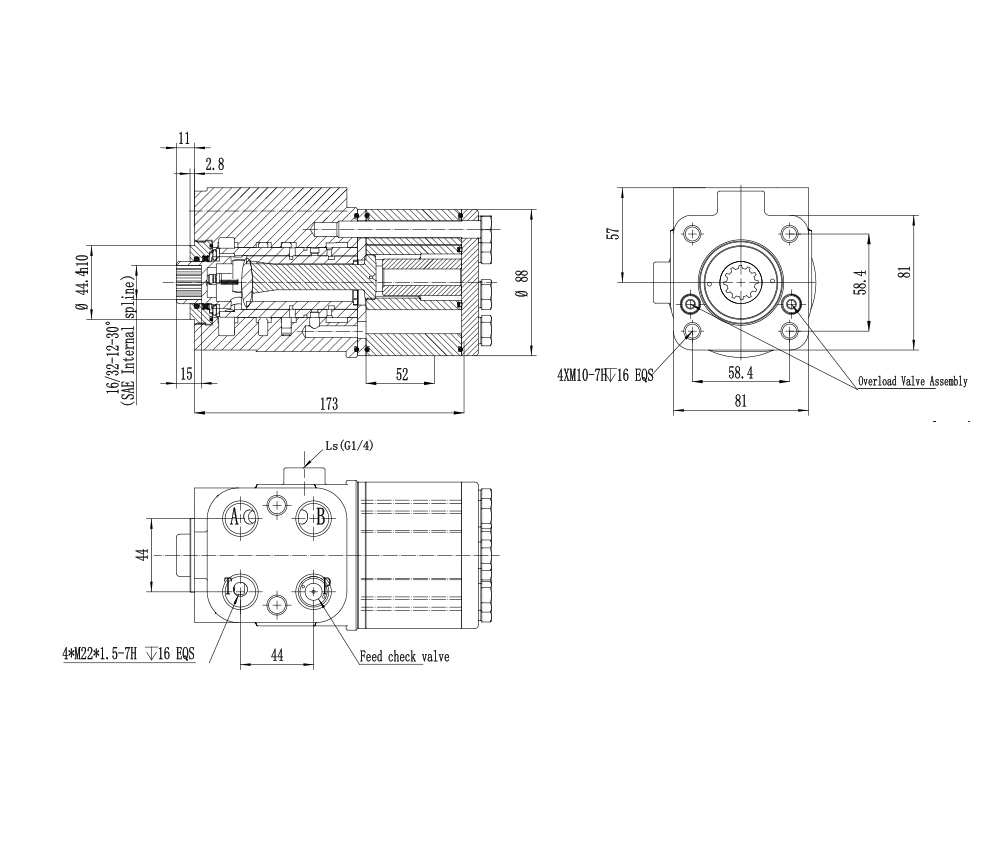 TLF-E800 800 ml/r 60 L/dakika Direksiyon Ünitesi drawing image