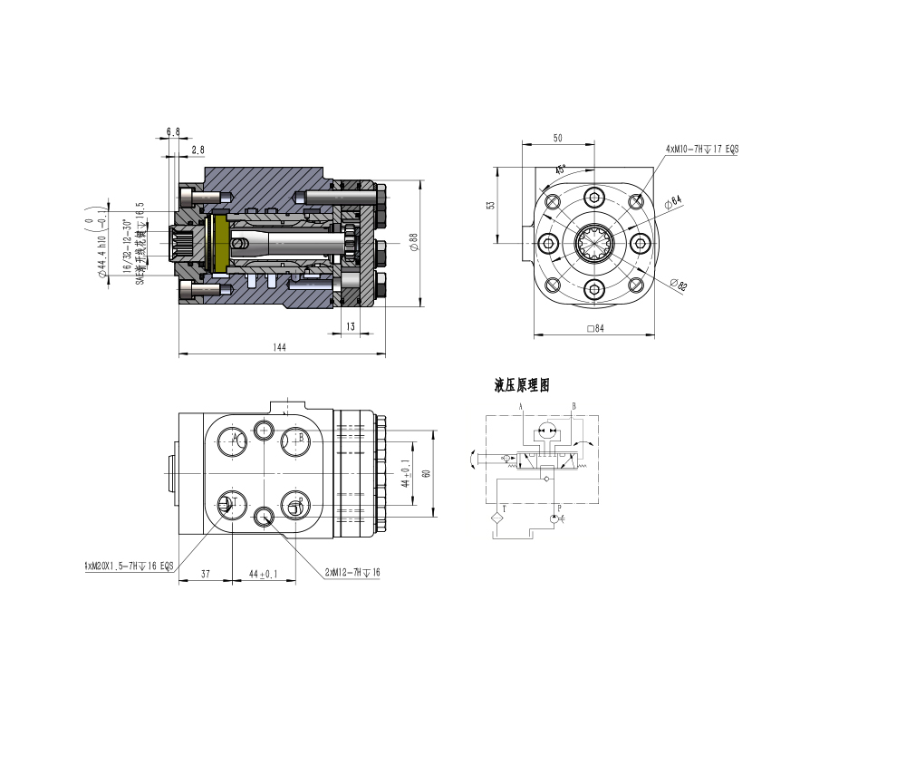 BZZ1-E100B 100 ml/r 7,5 L/dakika Direksiyon Ünitesi drawing image