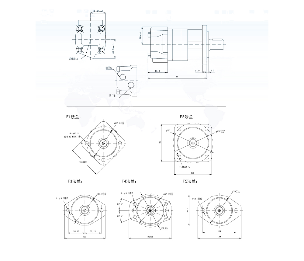 BM5_Sikloid Hidrolik Motor 80 cc/r 75 L/dakika Hidrolik Motor drawing image