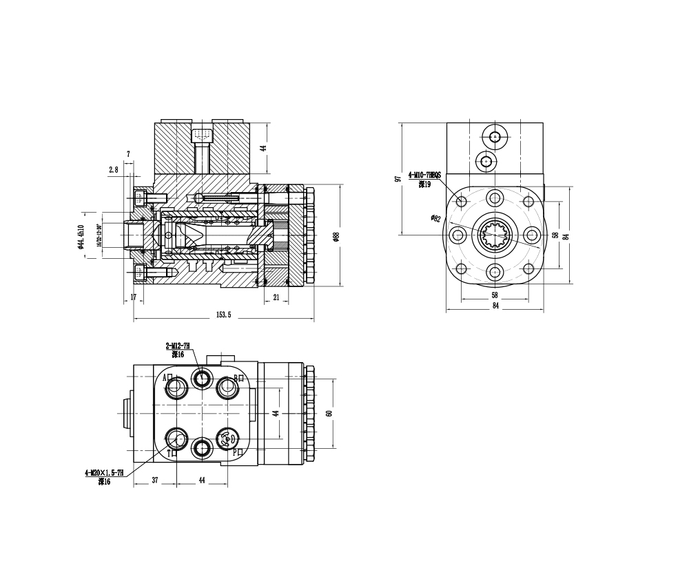 BZZ1-E160B 160 ml/r 12 L/dakika Direksiyon Ünitesi drawing image