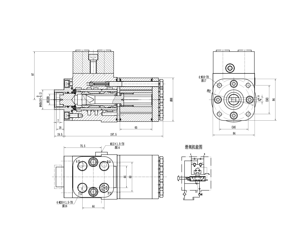 BZZ5-E500C 500 ml/r 38 L/dakika Direksiyon Ünitesi drawing image
