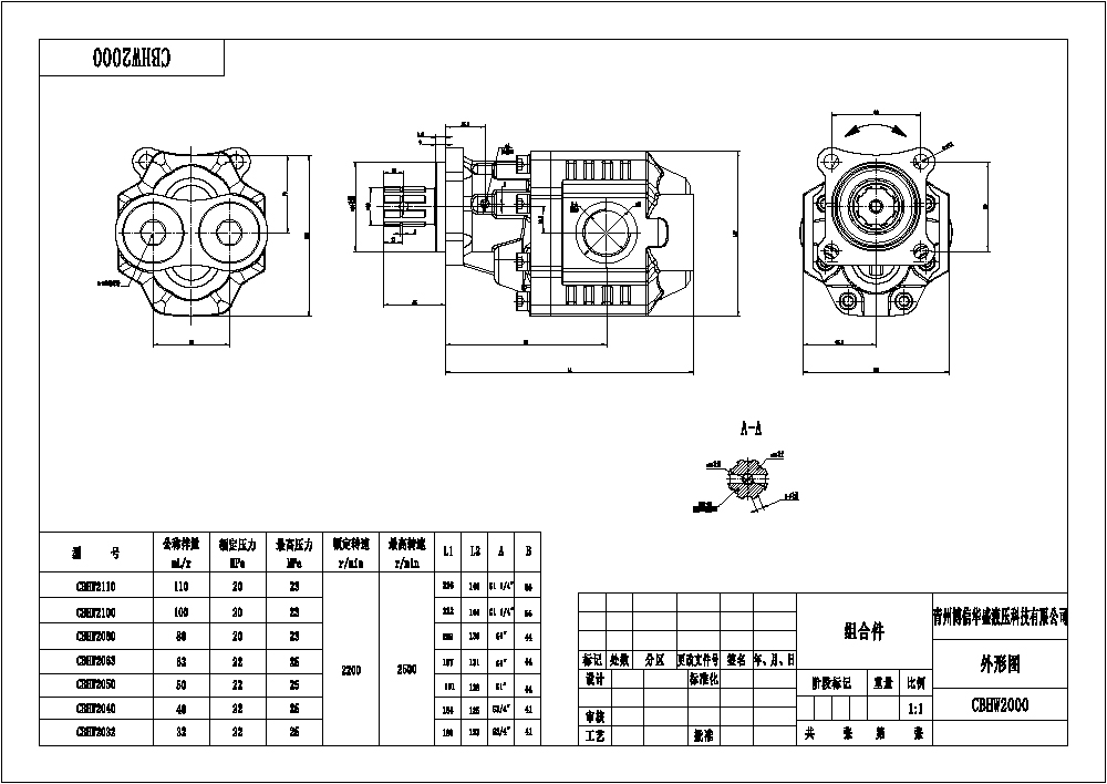 CBHST1-ISO-63-X 63 cc/dev Hidrolik Dişli Pompa drawing image