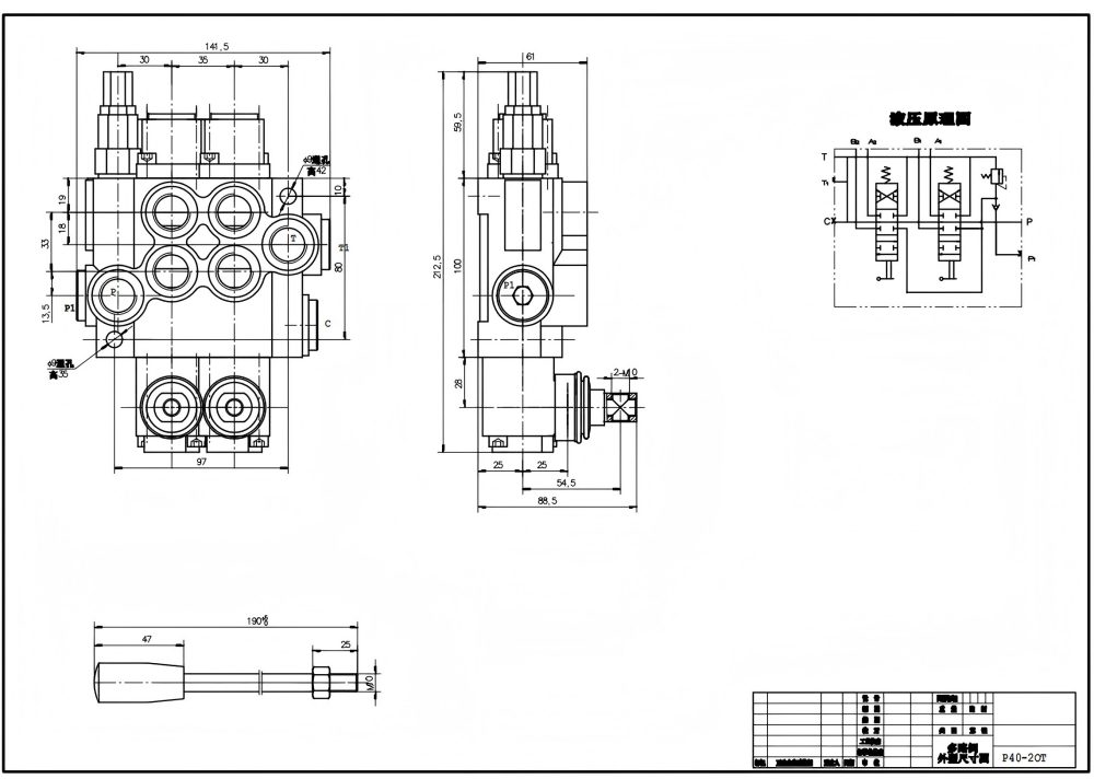 P40-XNHJ Manuel 2 Makara Monoblok Yönlendirmeli Vana drawing image