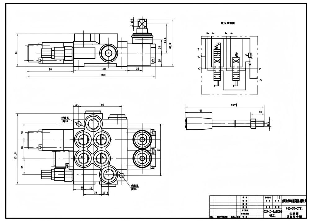 P40A Manuel 2 Makara Monoblok Yönlendirmeli Vana drawing image