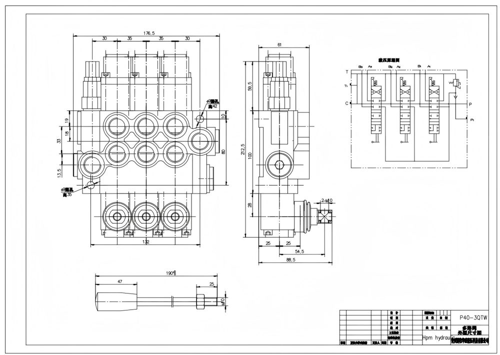 P40-G38-G12-QTW Manuel 3 Makara Monoblok Yönlendirmeli Vana drawing image