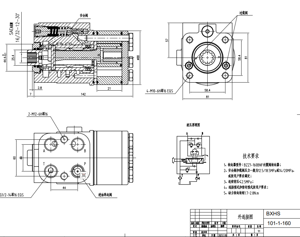 101-1-160 160 ml/r 16 L/dakika Direksiyon Ünitesi drawing image