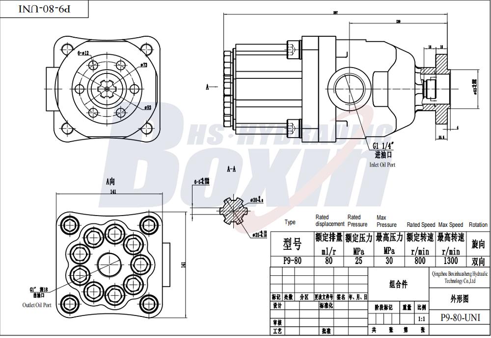 Heavy Duty P9-80SK 80cc Rev Hydraulic Piston Pump drawing image