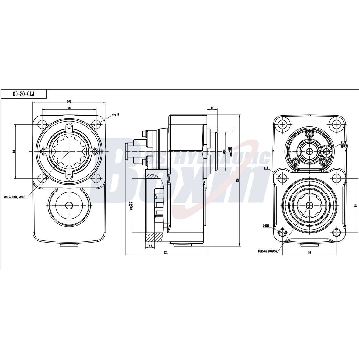 PTO-02 284Nm 1:1.2 Güç Aktarma Kutusu (PTO) drawing image