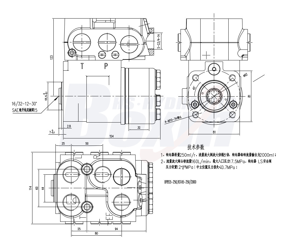 Reliable BPBS5-250_VSFA5-250 19 L/min Hydraulic Steering Solutions drawing image