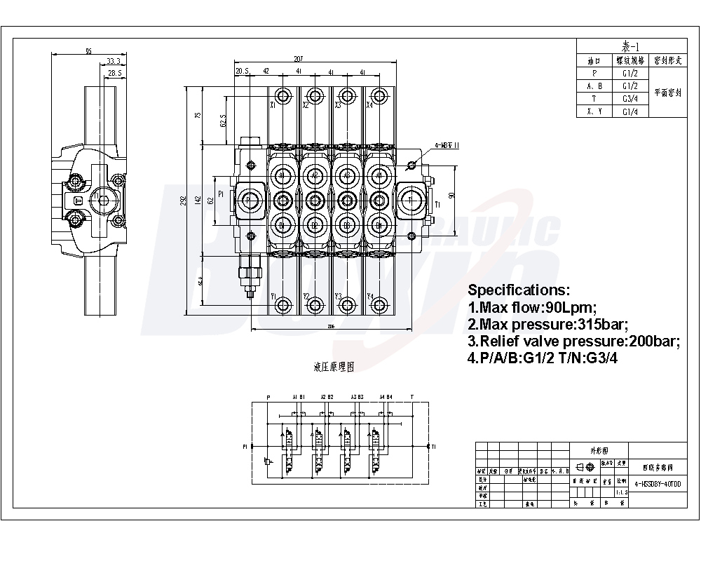 SD8 Hidrolik 4 Makara Kesitsel Yönsel Valf drawing image