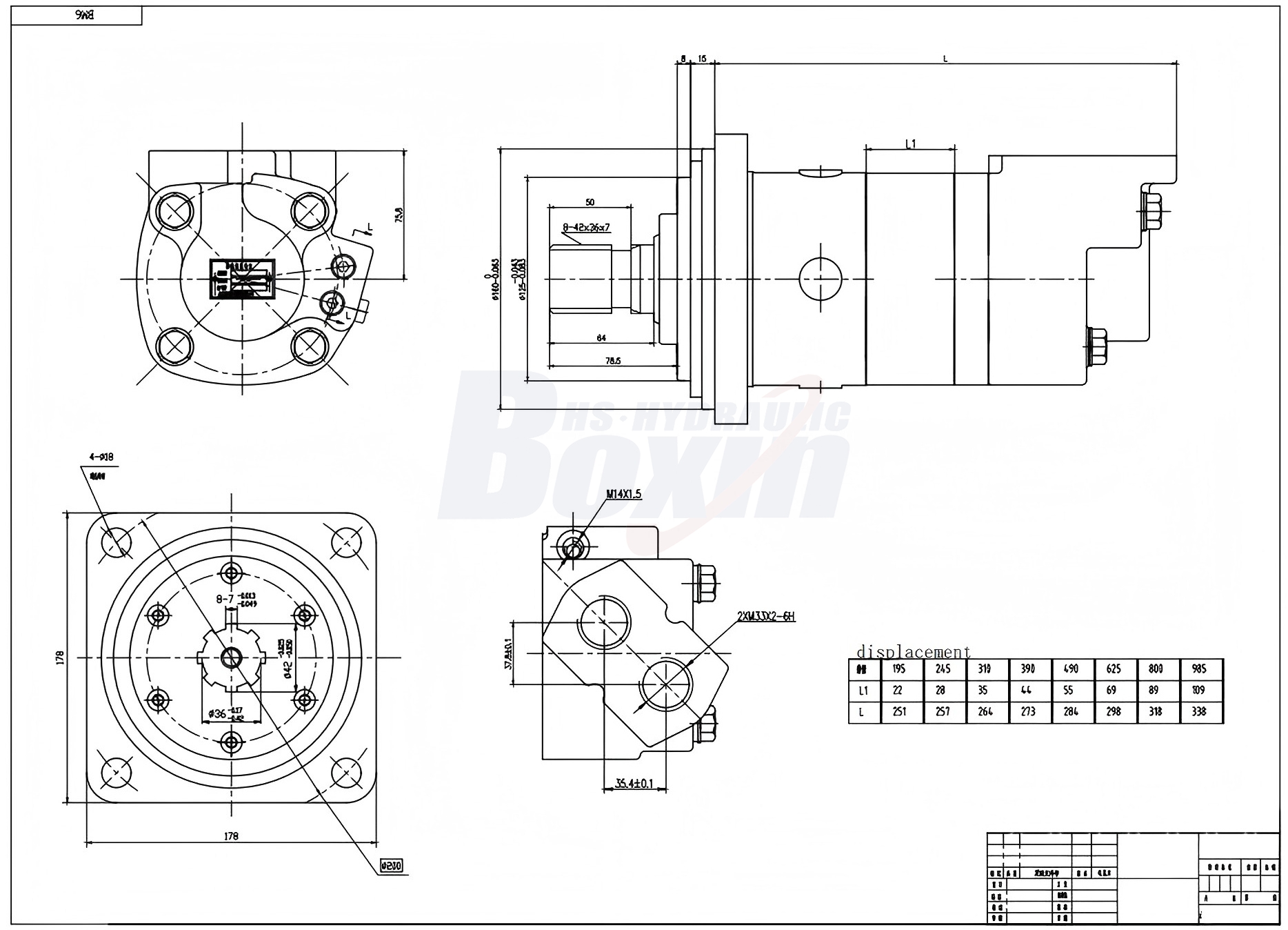 BM6 Sikloidal Hidrolik Motor-2 245 cc/d 150 L/dakika Hidrolik Motor drawing image