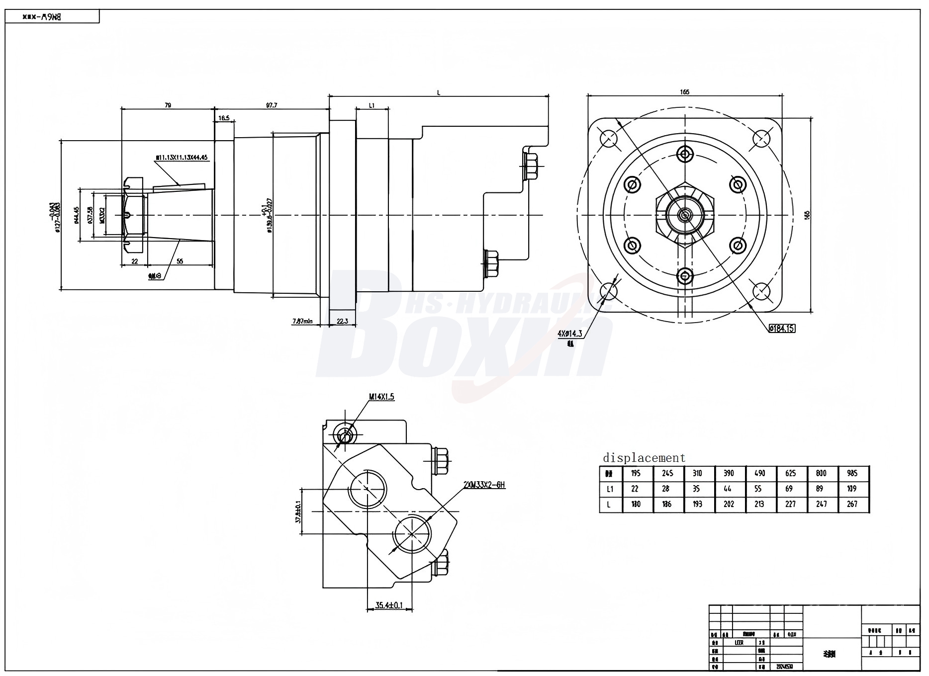 BM6W Sikloid Hidrolik Motor 310 cc/d 150 L/dakika Hidrolik Motor drawing image