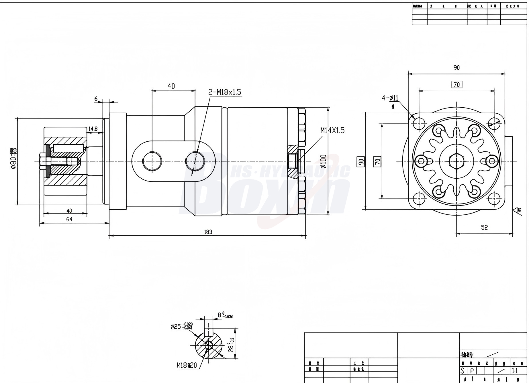 BMR_Sikloid Hidrolik Motor-2 63 cc/d 53 L/dakika Hidrolik Motor drawing image