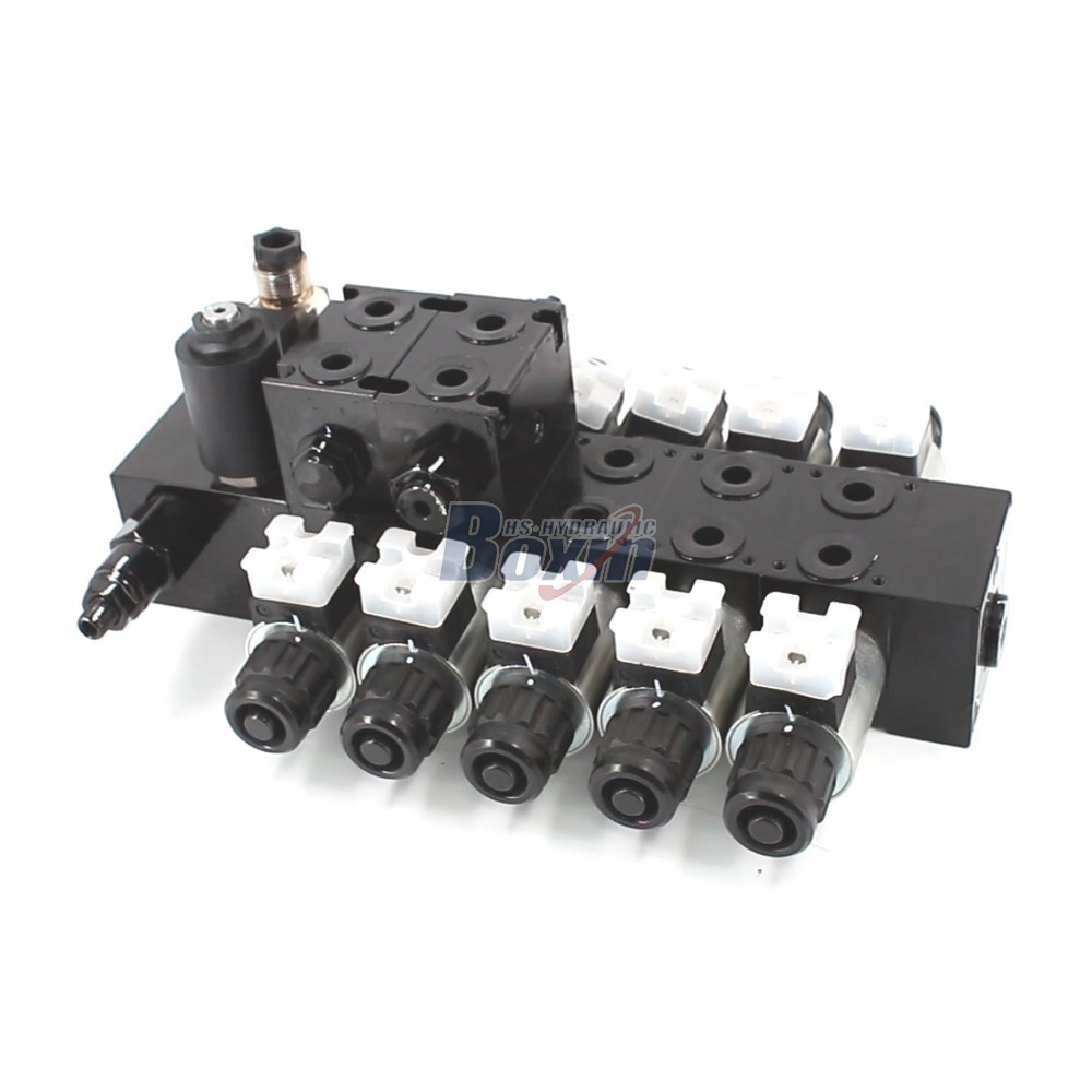 DCV56-H Series Hydraulic 5 Spool Solenoid Sectional Valve Assembly cover photo