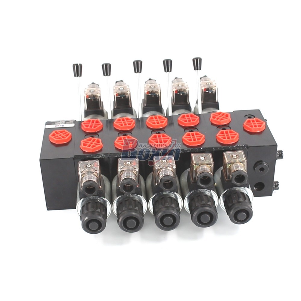 OEM and Custom DCV58 Solenoid and Manual 5 Spool Sectional Valve cover photo